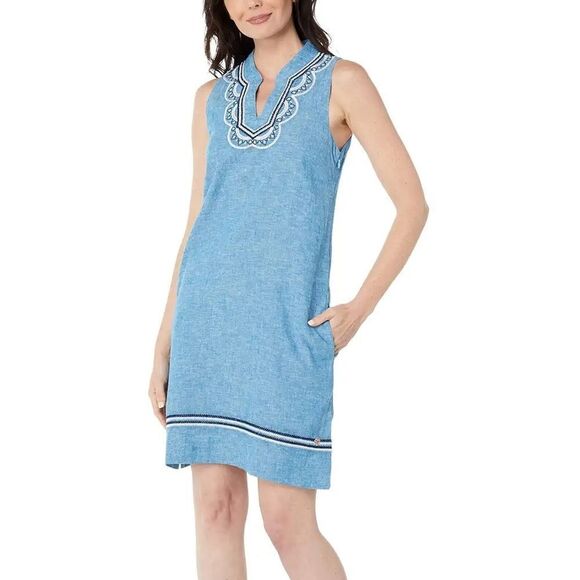Hatley Marin Shift Dress Linen Blend Chambray Shift Dress Size Small - Picture 1 of 14
